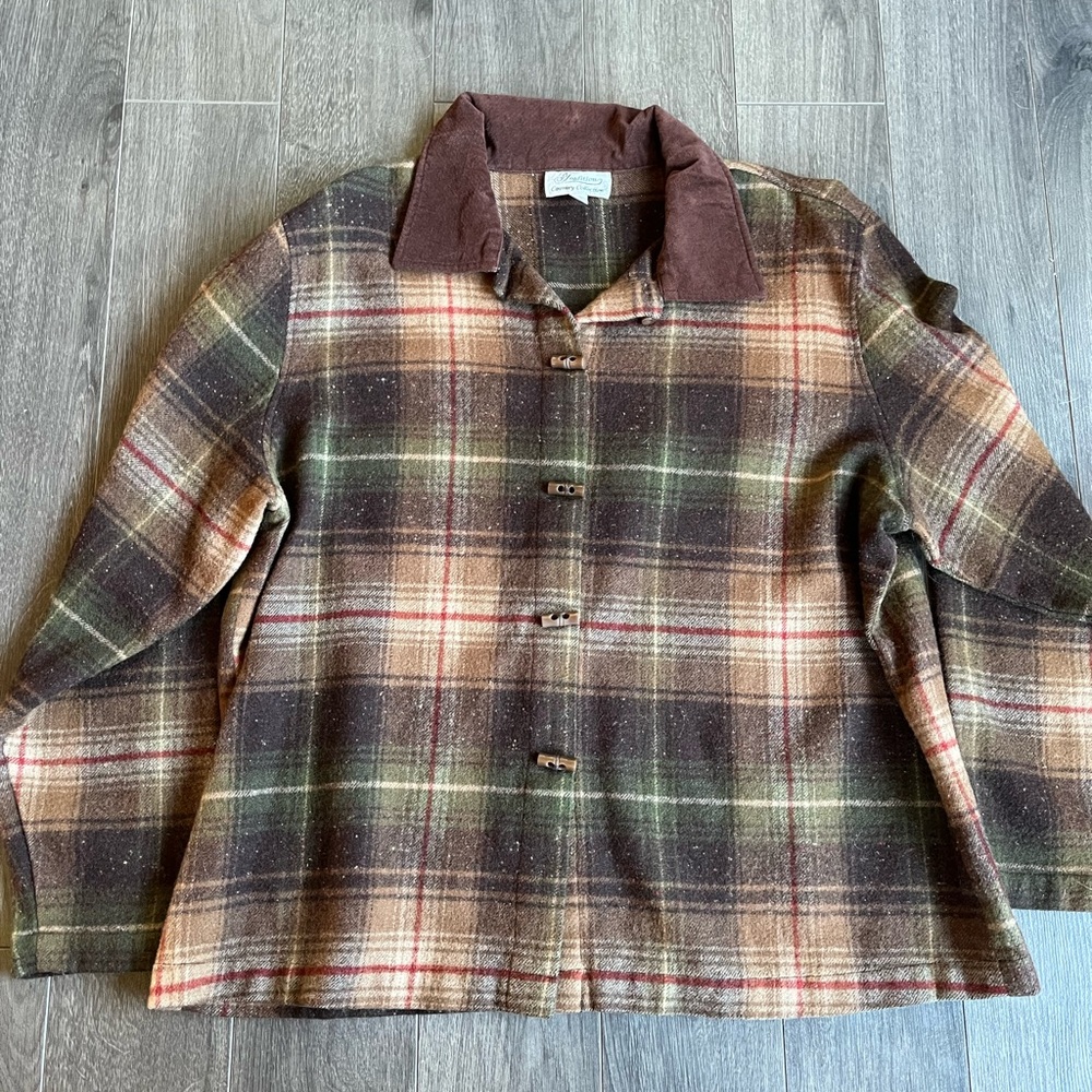 Wool Blend Plaid Jacket